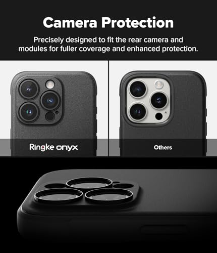 Ringke Onyx for iPhone 15 Pro Max Case, [Feels Good in The Hand] Oil & Dirt Resistant, Individual Lens Covers for Cameras, Non-Slip Enhanced Grip Lightweight Cover - Black | Anti-Fingerprint Texture, Slim & Lightweight Design, Non-Slip Side Pattern for Se