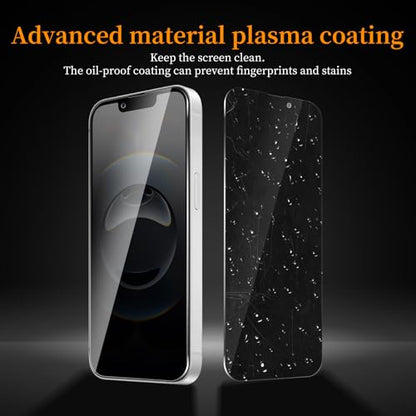 3+3 Pack Privacy Screen Protector for iPhone 16e/13/14/13 Pro，3 Anti-Spy Tempered Glass Film， Anti-Scratch, 9H Hardness，Compatible phone cases，High definition，Easy installation frame