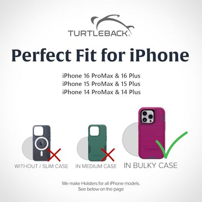 Turtleback Belt Holder for iPhone 16 Pro Max, 15 Pro Max, 14 Pro Max -Large- Fits w/Defender Bulky Style Cases, Premium Black Leather Vertical Holster, Magnetic Closure Leather Wrapped Clip - color: Vertical - Leather w/ Leather Clip, size: Large