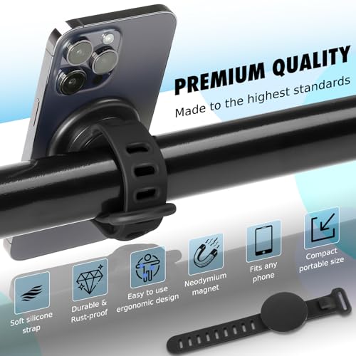 Steering Wheel Phone Holder, MagSafe-compatible, Magnetic Handlebar Mount - color: Black