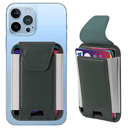 Miroddi for MagSafe Wallet with Privacy Flap, Strongest Magnetic Wallet | 7 Cards Holder, RFID Blocking, Leather Magnetic Phone Wallet for iPhone 17/16/15/14/13/12 Series and Pixel 10 Series - color: Green