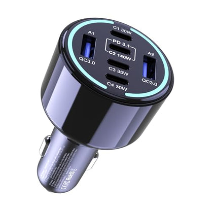 CHIPOFY 300W USB C Car Charger, 6 Ports (4 USB C + 2 USB A)