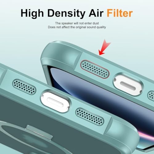 CHAOFEnG Magnetic Compatible with iPhone 14 Case with Stand [Military Grade Drop Tested][Compatible with Magnet] Ring Translucent Slim Hard Back Soft Edge, Teal Green - color: Teal Green, size: iPhone 14