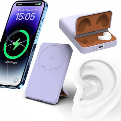 3-in-1 Magnetic Wireless Power Bank 5000mAh, Purple - color: Purple