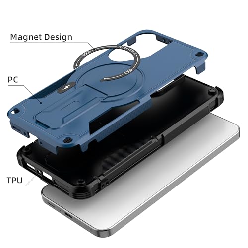 for Galaxy A37/A36-5G Case Military-Grade Dropproof Phone/Invisible Kickstand with MagSafe/HD Screen Protector, Protective Magnetic Phone Cover for Samsung Galaxy A37 4G/5G&A36 5G (Blue) - color: Blue