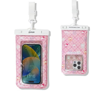Sonix x Sanrio Waterproof Phone Pouch - Floating Phone Case Dry Bag w/Crossbody Lanyard - Beach Cruise Travel Essentials - Compatible w/All Devices, Touchscreen Friendly | Hello Kitty Latte Bears - color: Hello Kitty and Friends Latte Bears