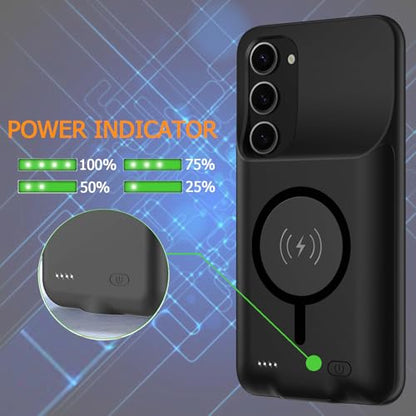 Battery Case for Galaxy S23 Plus,Upgraded 12000mAh Rechargeable Portable Extended Battery Pack Supported Qi Wireless Charging Case Compatible with Galaxy S23 Plus(6.6 inches) Charging Case-Black - size: Galaxy S23 Plus