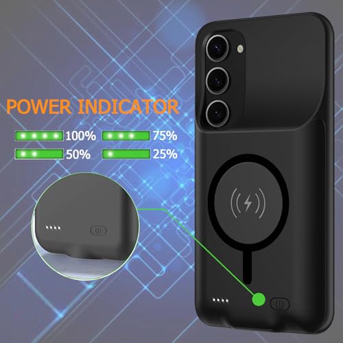 Battery Case for Galaxy S23 Plus,Upgraded 12000mAh Rechargeable Portable Extended Battery Pack Supported Qi Wireless Charging Case Compatible with Galaxy S23 Plus(6.6 inches) Charging Case-Black - size: Galaxy S23 Plus