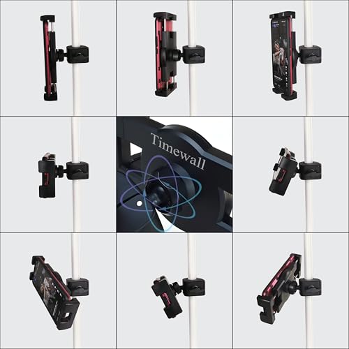 Timewall Tablet Phone Mount with Clamp, Black, 5-12.9"