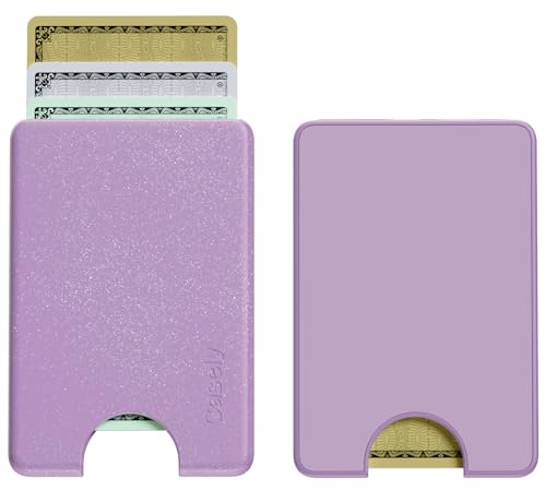 Casely MagWallet | Lavender Waves | Purple Shimmer | Slim Wallet Card Holder | Compatible with MagSafe | Soft-Touch Hard Silicone | Holds Up to 3 Cards - color: Lavender Waves | Purple Shimmer