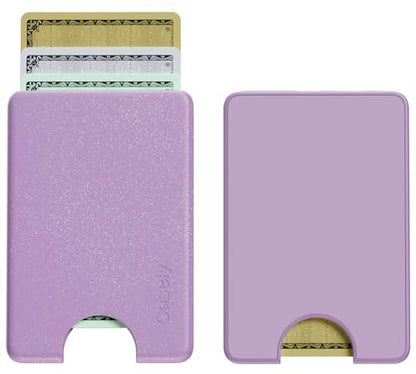 Casely MagWallet | Lavender Waves | Purple Shimmer | Slim Wallet Card Holder | Compatible with MagSafe | Soft-Touch Hard Silicone | Holds Up to 3 Cards - color: Lavender Waves | Purple Shimmer