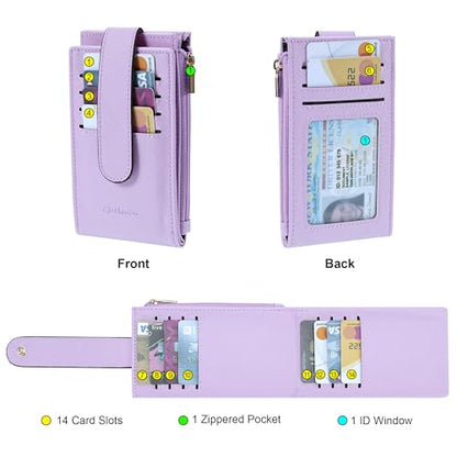 Chelmon Women's RFID Slim Card Holder Wallet | Thin Bifold Multi Card Case with Zipper Coin Pocket Purse for Women(Light Purple) - color: Light Purple