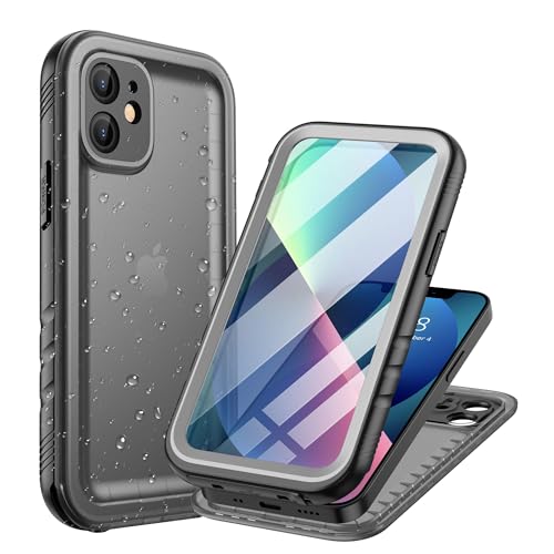 Cozycase for iPhone 12 Mini Waterproof Case Full Body Heavy Duty Black | 360 Shockproof with Screen Camera Protector Military Grade Double Water Dust Drop Proof Hard Rugged Tough Front Back Cover - color: Black, size: For iPhone 12 Mini