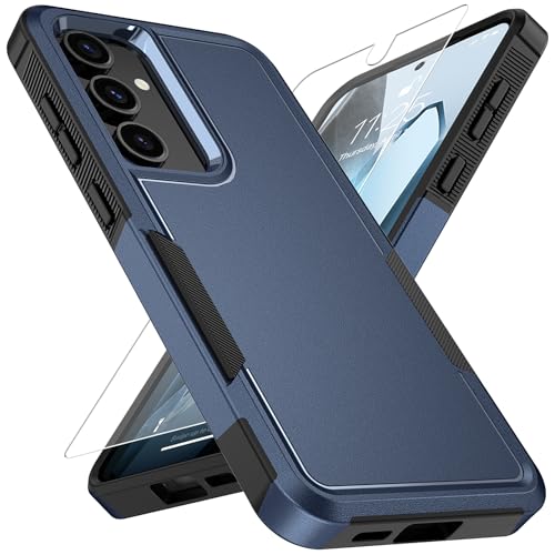 Vinve for Samsung Galaxy S24 FE Case with HD Screen Protector, Military-Grade Shockproof & Dual-Layer Protection, Anti-Slip Grip Design Phone Case, Blue - color: Blue