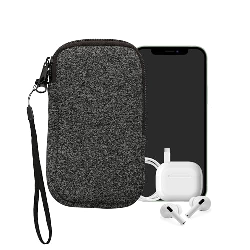 kwmobile Universal Phone Pouch Size XL - 6.7/6.8" - Neoprene Smartphone Pouch with Zip - Water-Repellent Mobile Phone Case - Sleeve in Anthracite/White - color: anthracite / white, size: XL - 6.7/6.8"