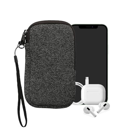 kwmobile Universal Phone Pouch Size XL - 6.7/6.8" - Neoprene Smartphone Pouch with Zip - Water-Repellent Mobile Phone Case - Sleeve in Anthracite/White - color: anthracite / white, size: XL - 6.7/6.8"