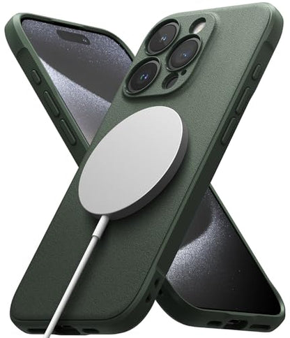Ringke Onyx for iPhone 15 Pro Case, [Compatible with MagSafe] Oil & Dirt Resistant, Individual Lens Covers for Cameras, Non-Slip Enhanced Grip Lightweight Cover - Magnetic Dark Green | Compatible with MagSafe, Anti-Fingerprint, Slim & Lightweight, Full-Co