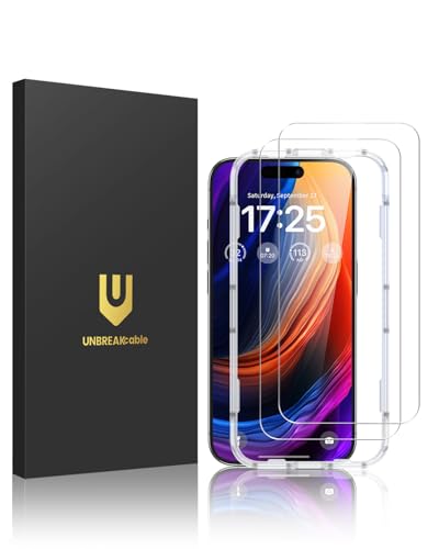 UNBREAKcable 2-Pack Screen Protector for iPhone 15 Pro,Tempered Glass - size: iPhone 15 Pro