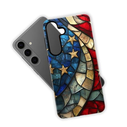 Compatible with Samsung Galaxy S26 Case,Glossy Case All-Round Protection Shockproof Anti-Scratches TPU Cover,Cases for Man Woman-American Flag Stained Glass - color: American Flag Stained Glass, size: Galaxy S26