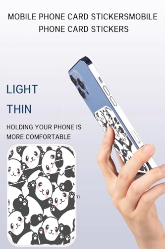 Phone Card Holder, Dual Pocket Leather Phone Wallet Adhesive Stick On, Cute Card Holder, Credit Card Holder for Phone Case Cute Pandas - color: Cute Pandas