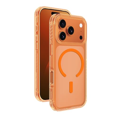 AMAZINGthing for iPhone 17 Pro [Titan Pro Case], Designed for MagSafe Accessories, 12FT Drop Proof, Magnetic Phone Cover, Military Grade Protection, Anti Yellowing, Transparent, Orange - color: Orange, size: iPhone 17 Pro