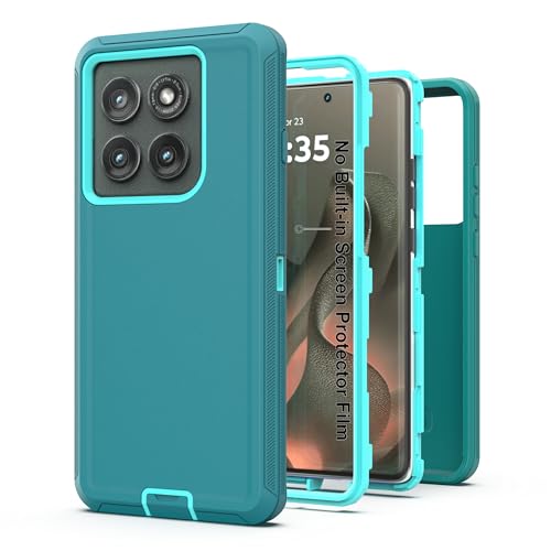 for Motorola Moto Edge 5G 2025 Case, Heavy Duty Protective Case with [3 in 1] Rugged Rubber Shockproof Protection Cover for Moto Edge 2025(Blue/Azure) - color: Blue/Azure