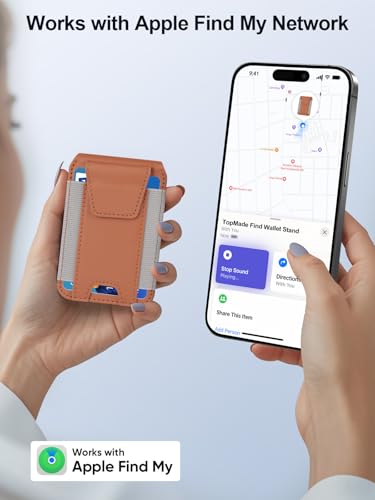 for MagSafe Wallet Works with Apple Find My, Strongest Magnetic Wallet - color: Brown