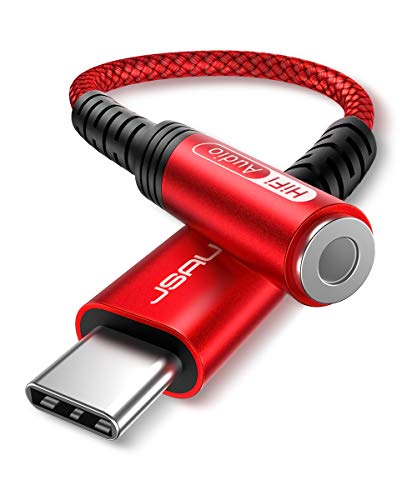 JSAUX USB C to 3.5mm AUX Audio Adapter for iPhone 17/15, Galaxy S25, Red - color: Red, size: 1 x 0.6ft