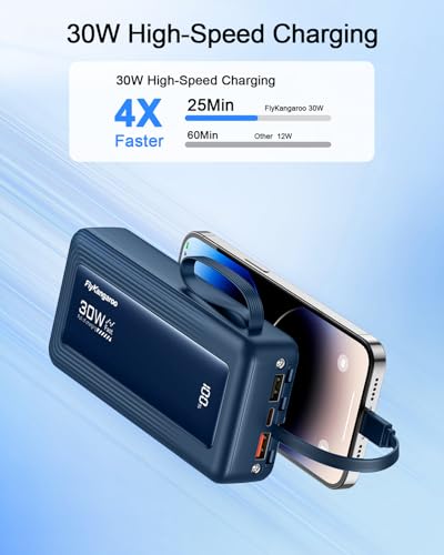 Portable Charger 27000mAh 30W Fast Charging Power Bank - color: Dark Blue, size: 27000Mah