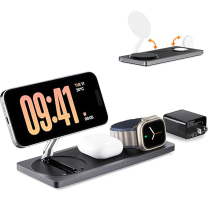PETINO 3 in 1 Wireless Charging Station for Apple Devices with MagSafe - color: Black