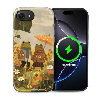 Magnetic for iPhone 16e Case,[Compatible with Magsafe] Dual Layer Protective Heavy Duty Shockproof Rugged Drop Protection Bumper Hybrid Case - Rain Frog and Toad - color: Rain Frog and Toad, size: iPhone 16e