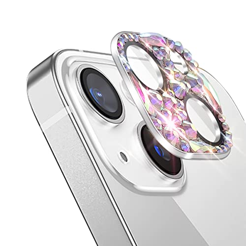 Bling Diamond Camera Lens Protector Compatible with iPhone 15 ＆ iPhone 15 Plus, Metal Glitter Gem Camera Cover，9H Tempered Glass lens full Screen Protector with 3D Rhinestone Sparkle - size: iPhone 15 ＆ iPhone 15 Plus