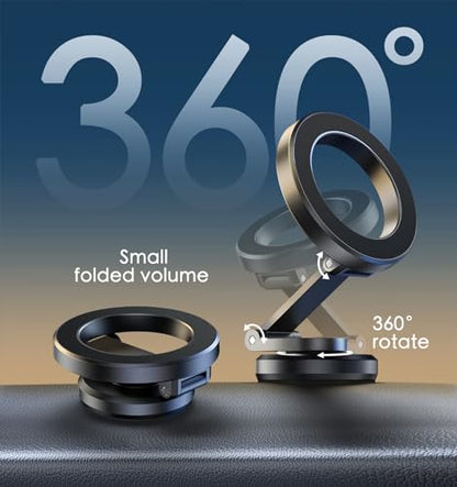 JUHOO Phone Holder for Car Magnetic Rotatable and Retractable, Fits iPhone 15, 14, 13, 12, Pro, Mini, MagSafe Case - color: Dark