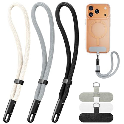 SHANSHUI Hand Wrist Strap Lanyard, 3 Pack Adjustable Cell Phone Lanyard Strap, Hand Wrist Strap Lanyard with 3x Tether Tabs for Smartphones- Black White Gray - color: Black White Gray