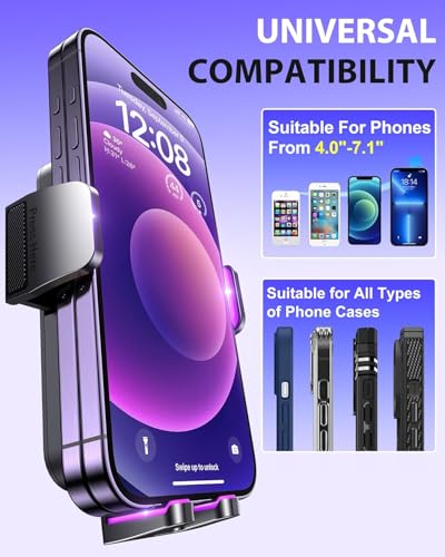 BIVGAZA Phone Holder Car [Military-Grade Suction] Universal Car Phone Holder Mount [Thick Case Friendly] Automobile Accessories Dashboard Windshield Phone Mount Fit for All iPhone Android Smartphones - size: Medium