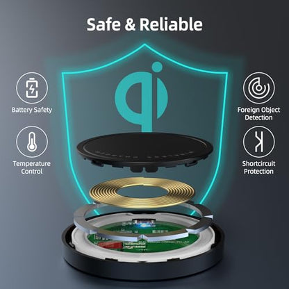 Magnetic Wireless Charger for iPhone 15W Max Fast Mag-Safe Wireless Charging Pad Compatible with iPhone 16/16 Plus/16 Pro/16 Pro Max/15/14/13/12 Series with USB-A Converter Black - color: Black