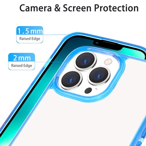 JJGoo Compatiable with iPhone 13 Pro max Case Clear, Transparent Shockproof Phone Case, Slim Anti-Scratch Hard PC Back Protective Cover Bumper, Transparent Blue - color: Transparent Blue