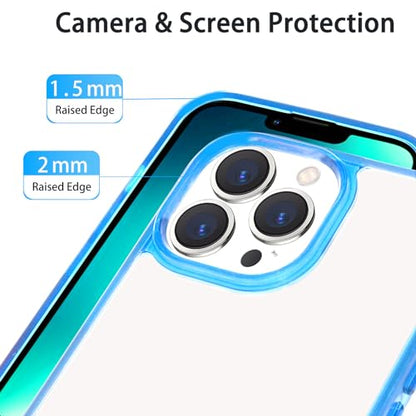 JJGoo Compatiable with iPhone 13 Pro max Case Clear, Transparent Shockproof Phone Case, Slim Anti-Scratch Hard PC Back Protective Cover Bumper, Transparent Blue - color: Transparent Blue