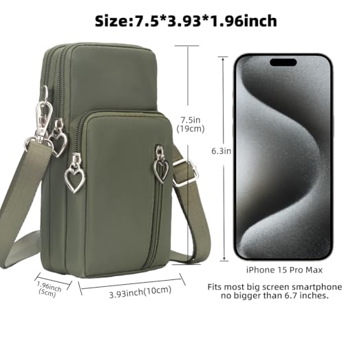 Small Crossbody Bag for Women - Mini Phone Purses with Crossbody Strap and Wallet - Nylon Arm Bag - color: A-olive Green