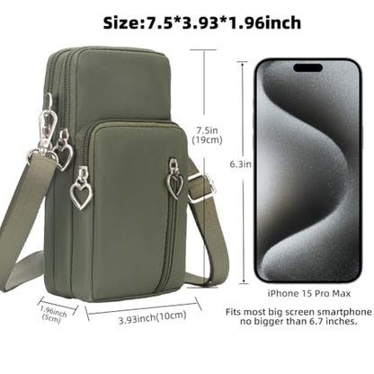 Small Crossbody Bag for Women - Mini Phone Purses with Crossbody Strap and Wallet - Nylon Arm Bag - color: A-olive Green