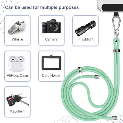 takyu Phone Lanyard, 2 Pack Adjustable Cell Phone Lanyard Crossbody Neck Strap & 2 Pack Phone Wrist Strap with Tether Tabs Compatible for iPhone Android Smartphones-Black Green - color: Black+green