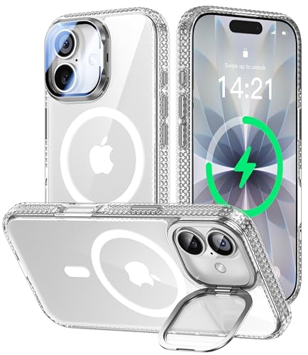 VOFATA [Upgraded Full Camera Protection for iPhone 17 Case with Camera Cover Stand [Fit for MagSafe][10FT Mil-Grade Protection] Transparent Magnetic Phone Cover for iPhone 17 Case, Clear - color: Clear, size: for iPhone 17 6.3"