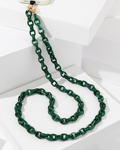 Phone Crossbody Chain CellPhone Lanyard, Acrylic Shouder Strap Universal Lanyard Chain with Tether Patches Compatible with Most Phones Bag Purse (Begie - color: O