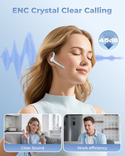 Ngsod Bluetooth Headset V5.4,USB Dongle Wireless Earpiece with Mic for Work - color: Light Blue