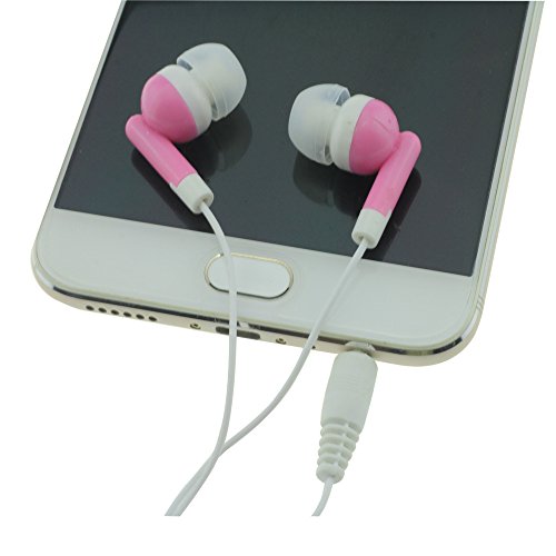 CN-Outlet Wholesale Earbuds Bulk Headphones Individually Bagged 50 Pack for iPhone, Android, MP3 Player for Schools, Libraries, Hospitals (Pink) - color: Pink