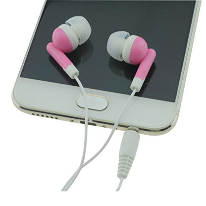 CN-Outlet Wholesale Earbuds Bulk Headphones Individually Bagged 50 Pack for iPhone, Android, MP3 Player for Schools, Libraries, Hospitals (Pink) - color: Pink