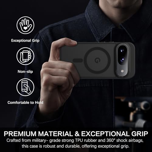 BENTOBEN for Google Pixel 9 Case [Magsafe Compatible] Translucent Matte Slim Shockproof Protective Phone Case for Google Pixel 9 6.3" 2024, Black - color: Black