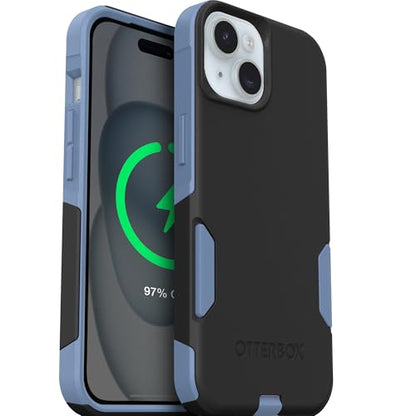 OtterBox iPhone 17e, 16e, 15, 14, 13 Commuter Series Case - Black & Blue | 3X Military Drop Protection - Slim - Dual-Layer Shockproof Design - Pocket-Friendly - Raised Edges - Port Covers - color: Black/Blue