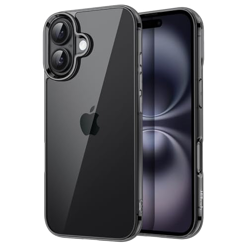 JETech Case for iPhone 16, Anti-Yellowing, Black | Shockproof Protection, Scratch Resistant Hard PC Back, Durable Transparent TPU Bumper - color: Black, size: iPhone 16