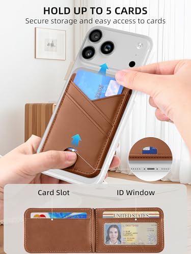 for MagSafe Wallet Magnetic iPhone Card Holder with Adjustable Stand, Brown - color: Brown